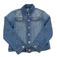 Modrá riflová crop bunda s kamínky George