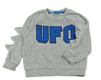 Sivá melírovaná zamatová mikina s nápisom a ostny little kids