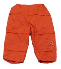 Červené šusťákové zateplené kalhoty s kytičkou Mexx