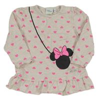 Světlešedá melírovaná tunika s Minnie a srdíčky Disney