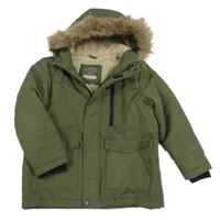Khaki šusťáková zimní bunda s kapucí s kožešinou PRIMARK