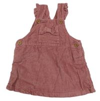 Starorůžové manšestrové šaty s kapsou s mašlí a volánky Next