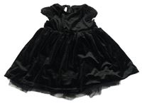 Černé sametové šaty s mašlí H&M