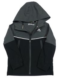 Tmavošedo-čierna šušťáková funkčná bunda s kapucňou MONTIREX