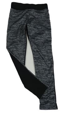 Černo-šedo-bílé melírované thermo legíny