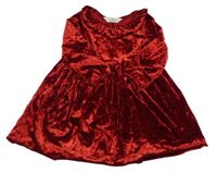 Červené lesklé zamatové šaty s volánikom H&M