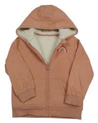 Pudrová propínací zateplená mikina s duhou a kapucí George