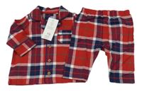 Nové - červeno-tmavomodro-vínovo-bílé kostkované pyžamo F&F