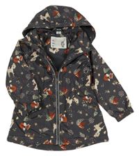 Tmavosivá šušťáková jarná parka so zvieratkami a kapucňou dopodopo