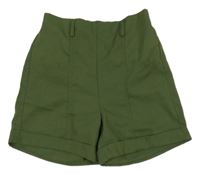 Tmavokhaki šušťákové kraťasy SHEIN