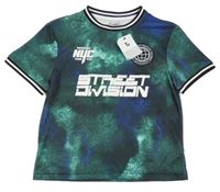 Nové - zeleno-černo-safírový batikovaný dres se znakem a nápisy Tu