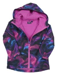 Černo-růžovo-modro-fialová batikovaná softshellová bunda s kapucí MOUNTAIN WAREHOUSE