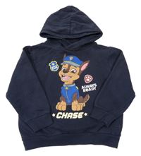 Tmavomodrá mikina s PAW PATROL - Chase a kapucí nickelodeon