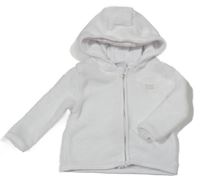Biela plyšová bunda s logom a kapucňou DKNY