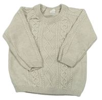 Svetlosivý vlnený sveter s copánkovým vzorom H&M