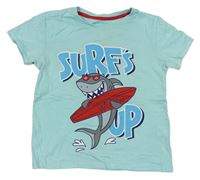 Svetlomodré tričko so žralokom s nápismi Primark