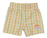 Bielo-oranžovo-žlté kockované chlapčenské plavky Primark