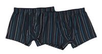 2x Tmavošedo-čierno-azurové pruhované boxerky