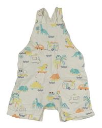 Biele teplákové na traké kraťasy s dinosaurami Mothercare