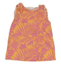 Oranžovo-ružový kvetovaný top s listami zn. H&M