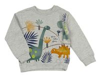 Svetlosivá melírovaná mikina s dinosaurami Dunnes
