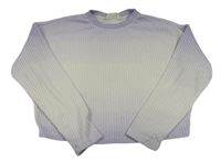 Bílo-lila ombré rebrovaná úpletová crop mikina H&M