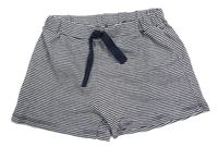 Tmavomodro-sivé pruhované bavlnené kraťasy Petit Bateau