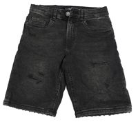 Černé riflové straight fit kraťasy s prošoupáním Zara