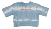 Světlemodro-biela batikovaná crop mikina s nápisom zn. Primark