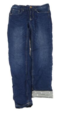 Tmavomodré podšité slim fit rifle H&M