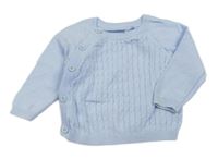 Svetlomodrý prepínaci sveter s copánkovým vzorom Mothercare