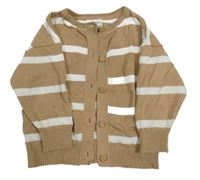 Hnedo-biely pruhovaný prepínaci sveter