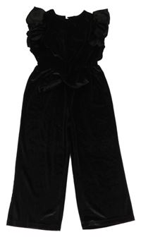 Černý třpytivý sametový culottes overal s páskem Dunnes