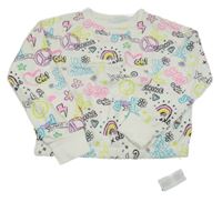 Nové - Smetanová mikina s nápisy a obrázky Dunnes