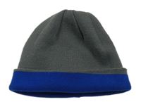 Tmavošedo-safírová oboustranná čepice