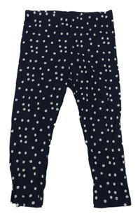 Tmavomodré bodkovaná é rebrované legíny Tu