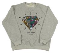 Sivá melírovaná mikina s diamantem z překlápěcích flitrů Zara