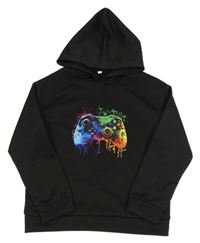 Čierna mikina s ovladačem a kapucňou