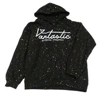 Čierna skvrnitá mikina s nápisom a kapucňou AWDis