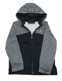 Černo-tmavošedá sportovní propínací funkční mikina s kapucí Under Armour