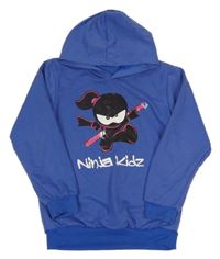 Modrofialová ľahká mikina s ninjou a kapucňou