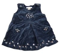 Tmavomodré menšestrové šaty s výšivkami květů H&M