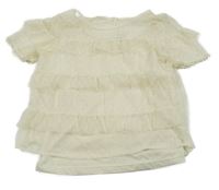 Béžové puntíkaté tylové crop tričko H&M