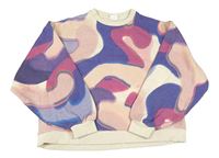 Béžovo-ružovo-modrá vzorovaná crop mikina Zara