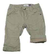 Hnedé plátenné podšité nohavice