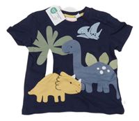 Nové - Tmavomodré tričko s dinosaury Liegelind