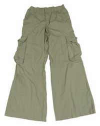 Khaki plátěné široké cargo kalhoty H&M