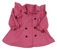 Růžový semišový kabátek s volánikmi shein