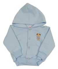 Svetlomodrá vzorovaná prepínaci mikina s psíkom a kapucňou