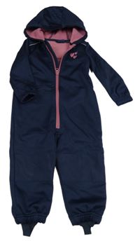 Tmavomodrá softshellová kombinéza a kapucňou Lupilu